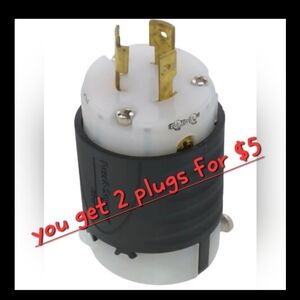 Hubbell Locking Plugs TWO PIECES 20A 125V AC NEMA L 5-20P 2 Pole 3Wire Grounding